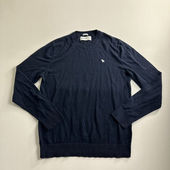 Abercrombie Fitch Mens Soft AF Sweater Size Large Blue Cashmere Blend Preppy - Picture 1 of 10